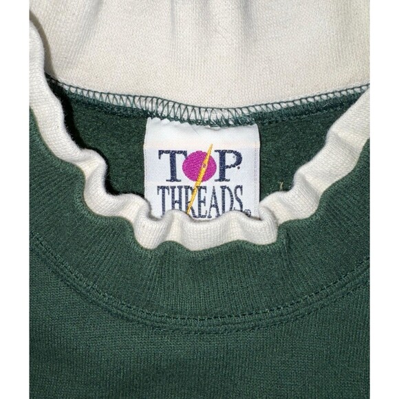 Vintage Top Threads Green Crewneck Sweatshirt Birdhouse Embroidery Cozy Casual - Picture 2 of 6
